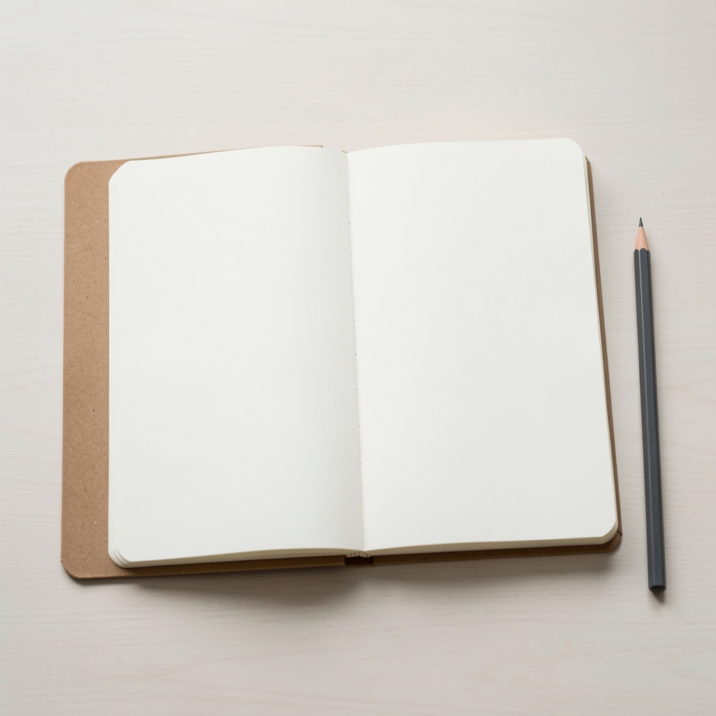 Cuaderno de dibujo A5 en su embalaje original junto a etiqueta de envío